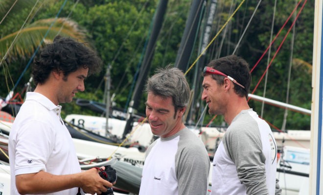 Photographer Andrea Francolini talks to French Champions Jean-Christophe Mourniac and Franck Citeau © Sail-World.com /AUS http://www.sail-world.com